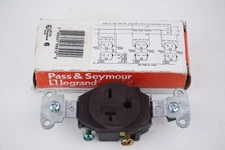 PASS & SEYMOUR 250V, 20A, BROWN SINGLE RECEPTACLE 5851 *NEW OLD STOCK"