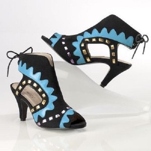 black and turquoise heels