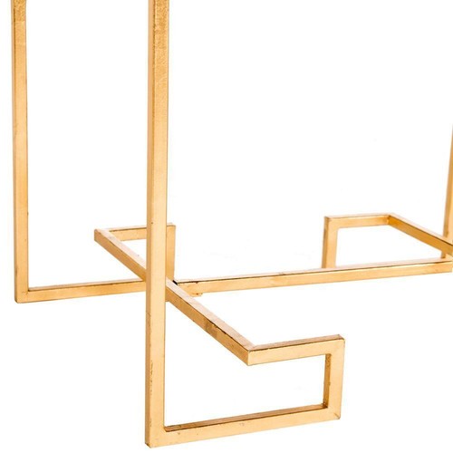 SAFAVIEH Side Table 24" H X 24.1" W, Square Glass Top Material Metal Frame Gold - Picture 5 of 7