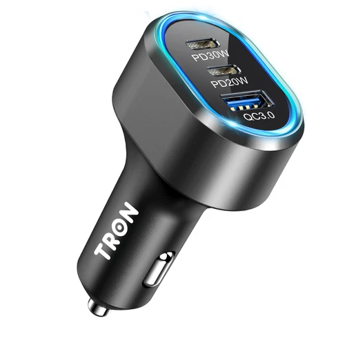 TRON car charger 50W fast charge, dual C port PD30W&PD20W& QC3.0 18W - product listing photo