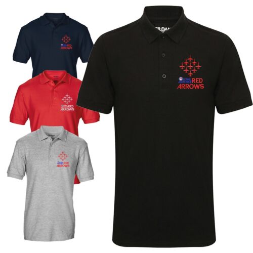Red Arrows Diamond 9 RAF Display Team Aircraft Embroidered Polo T-shirt - Afbeelding 1 van 5