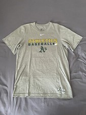 Nike Dri-Fit MLB Oakland A's Athletics T-Shirt Men Small Gray Performance