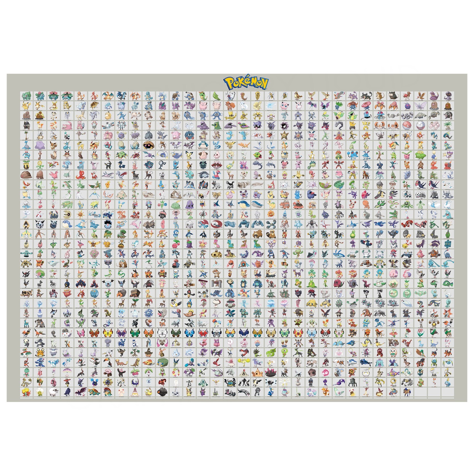 Pokemon Full Pokedex 1-721 Gen 1 To Gen 6 Poster Art Print A5 A4 A3 A2 A1