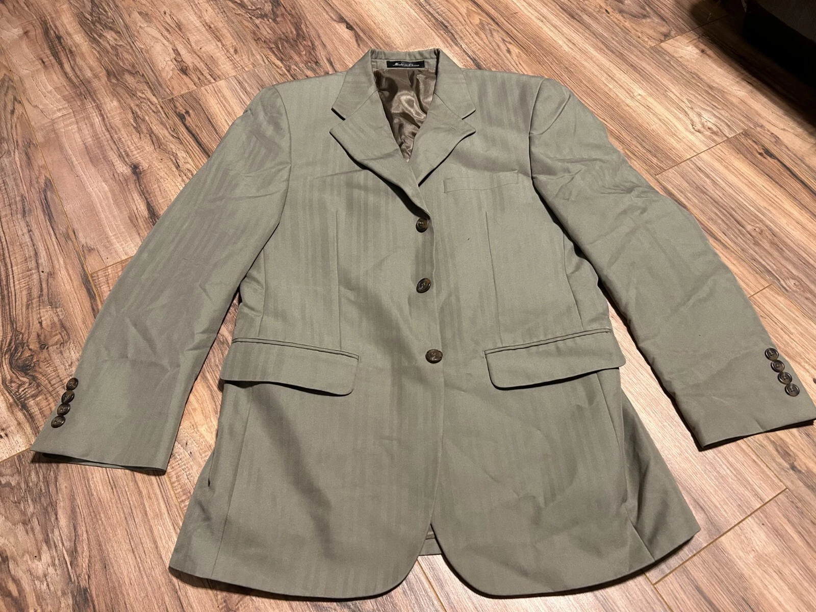 Chaps Mens Button-Up Blazer Jacket Notched Collar Long Sleeve Size Large Tan