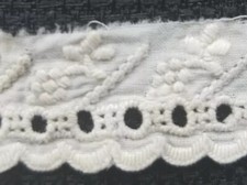 Antique Doll Trim Embroidered Whitework Sewing A20