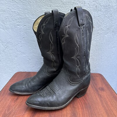 Dan Post Men's Leather Cowboy Boots 10 D Black High Grain Bull Hide