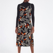 NWT Farm Rio Black Tucano Velvet Midi Dress in Black Multi XS