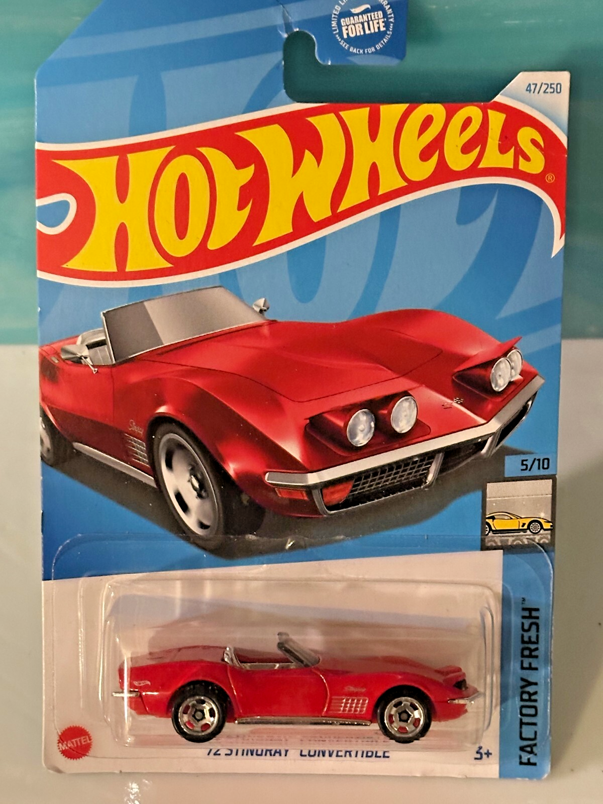 Hot Wheels Chevy 1972 Corvette Stingray Convertible Factory Fresh 5/10, 47/250