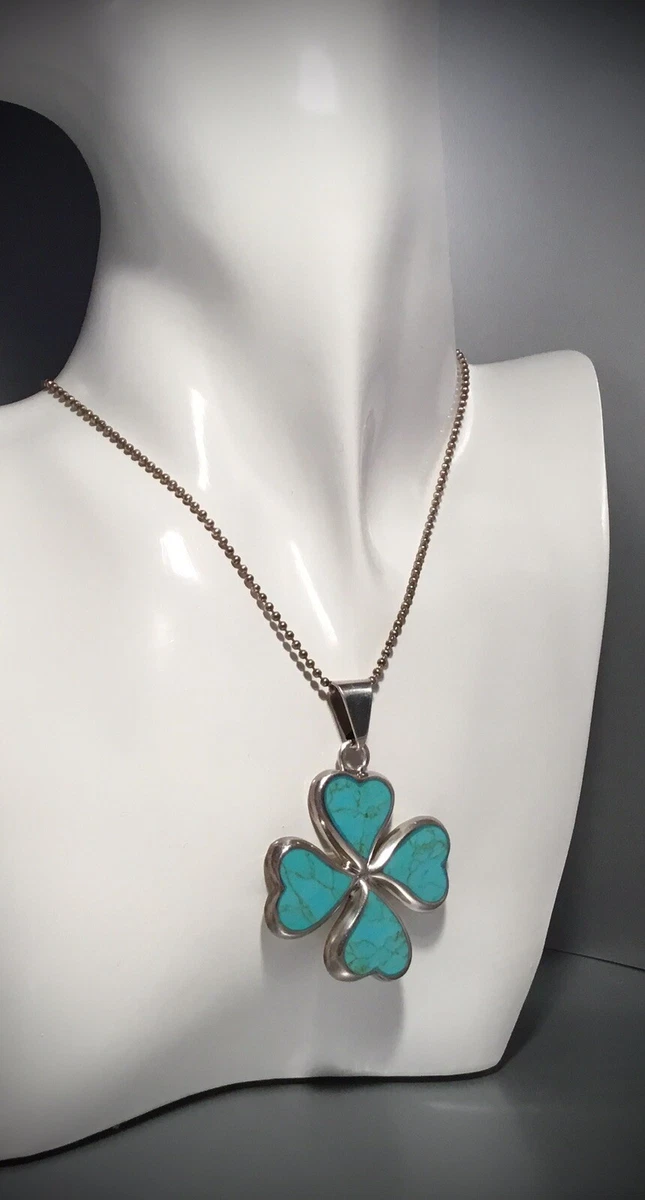 Turquoise clover deals necklace