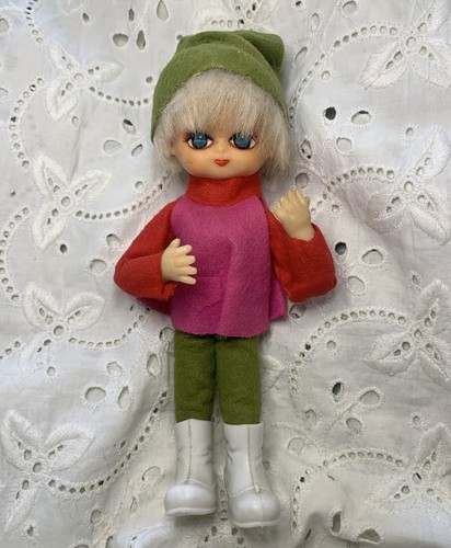 Vintage Shiny Brite Big Eyed Christmas Girl Doll Decoration in Boots Hat - Picture 2 of 10