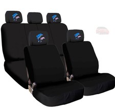 For Honda New Black Cloth Dolphin Logo Front And Rear Car Seat Covers