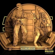 Chewbacca & Han Solo Diorama Resin Sculpture Statue Model Kit   Unpainted/Unasse