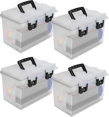 12767 XL Storage Bins with Lids, 4-Pack Stackable Storage Bins, Made in USA, Loc