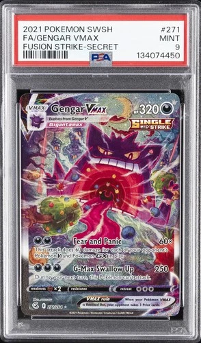 2021 POKEMON SWORD & SHIELD FUSION STRIKE SECRET #271 FULL ART/GENGAR VMAX PSA 9