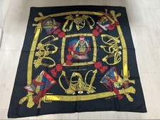 Authentic HERMES Carre 90 Silk Scarf GRAND UNIFORME Black Military SwordJapan