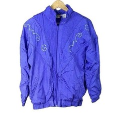 Bold Spirit Nylon Windbreaker Purple Medium Embroidered Track Jacket 80s 90s VTG
