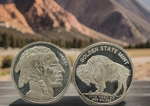🔥BU 1/10 Oz .999 Pure Silver Buffalo Round From Golden State Mint !! Silver📈🔥