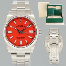 PAPERS 2022 MINT Rolex Oyster Perpetual 41mm Custom Red Coral Oyster 124300