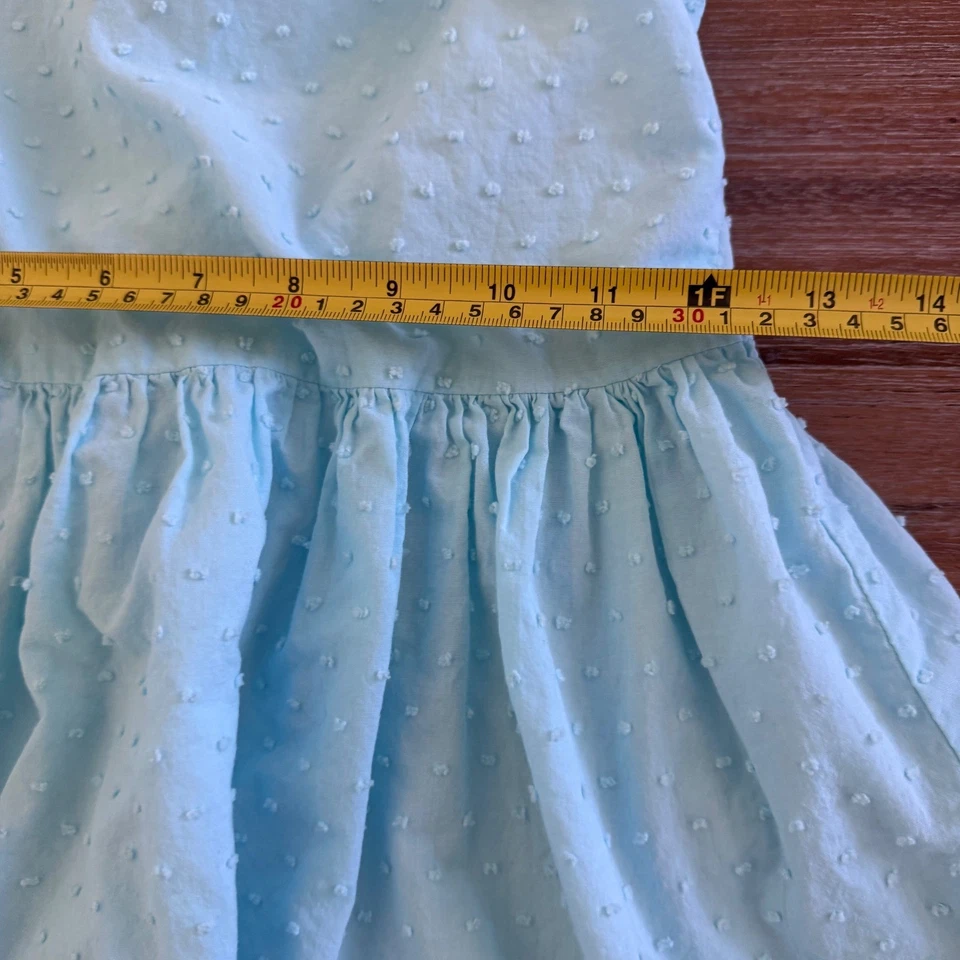 Lindo Vestido Maria Casero Niñas Azul Punto Suizo en Niveles Sin Mangas Talla 10 Foto 4 de 4