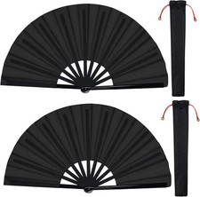 2 Packs Large Folding Hand Fans with Holder Sleeve for Performance Dance Decorat