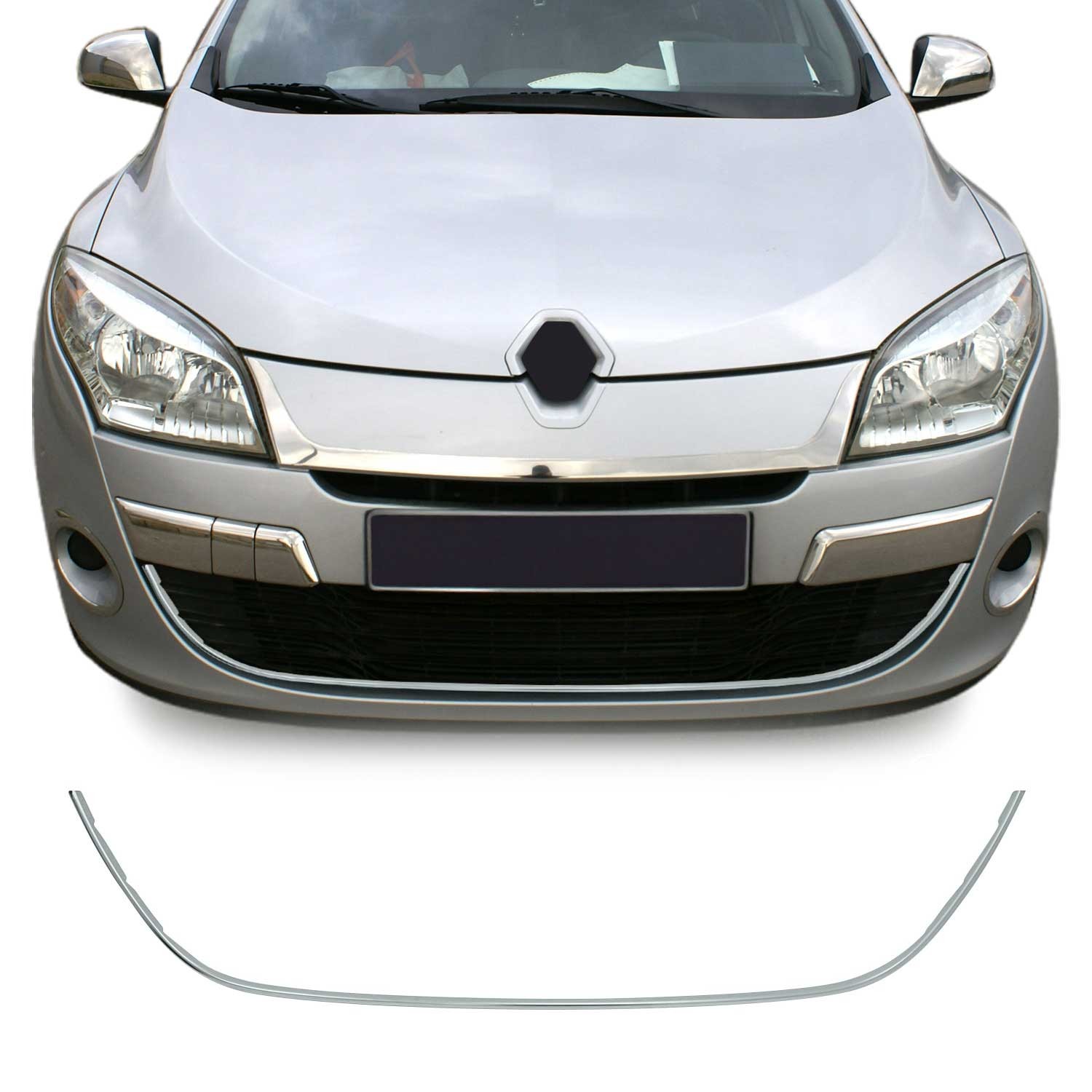 Garniture de pare-chocs avant chromée pour Renault Megane 3 phases 2 et 3