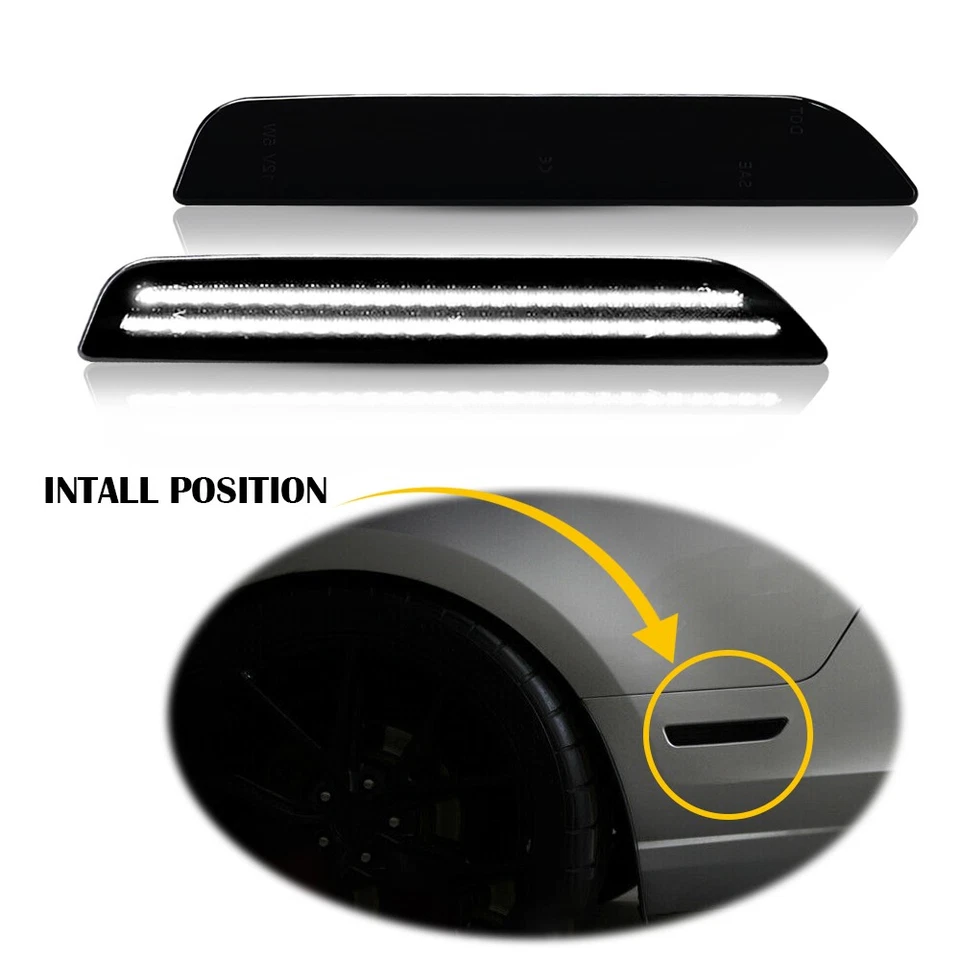 SMOKED Rear LED Side Marker Light Bumper Lamp Fit 10-14 Ford Mustang2-10X - Image 4 of 4