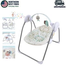 Portable Infant Swing with Timer, Music  Removable Toy Bar - 20 lbs Capacity