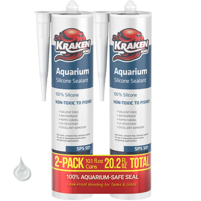 Kraken Bond Aquarium 100% Silicone Sealant, 10.1oz 2 Pack - Clear