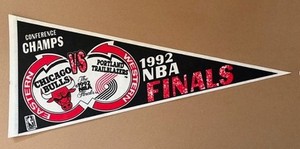 1992 NBA Finals Pennant Featuring Chicago Bulls and Portland Trailblazers