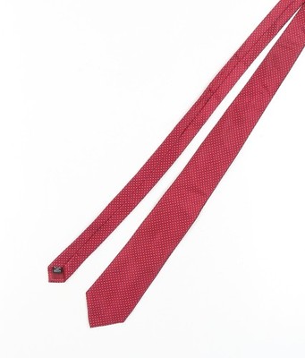 Moos Esq. Schmale Herrenkrawatte rot Seide geometrisches Muster