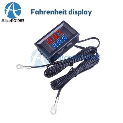   Red LED Display DC4-28V Thermometer w/ NTC Metal Probe Temperature Sensor @zx