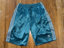 Adidas 3S Satin Shorts Primegreen Men  s SMALL Shiny Satin Glanz