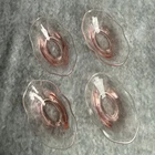 Vintage Pink Depression Glass Ruffled Oval Small Bowl Set Of 4 3”