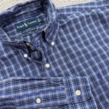 Ralph Lauren Blake Men's Blue Plaid Long Sleeve Button Down Shirt Size L