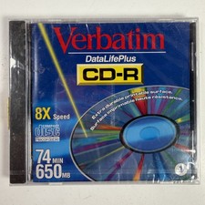 Verbatim DataLifePlus CD-R 650MB 74 Min 8X Speed Recordable Disc Jewel Case 1999