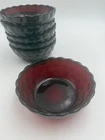 6 Vtg Anchor Hocking Royal Ruby Red Bubble Glass Fruit Bowls