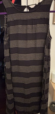 Ladies Fat Face Beach Dress Black Taupe Stripe Size 14 lightly Worn