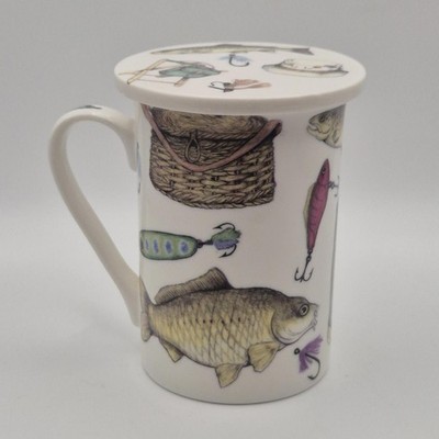 The Leonardo Collection Fine China Fishing Themed Mug with Coaster Lid