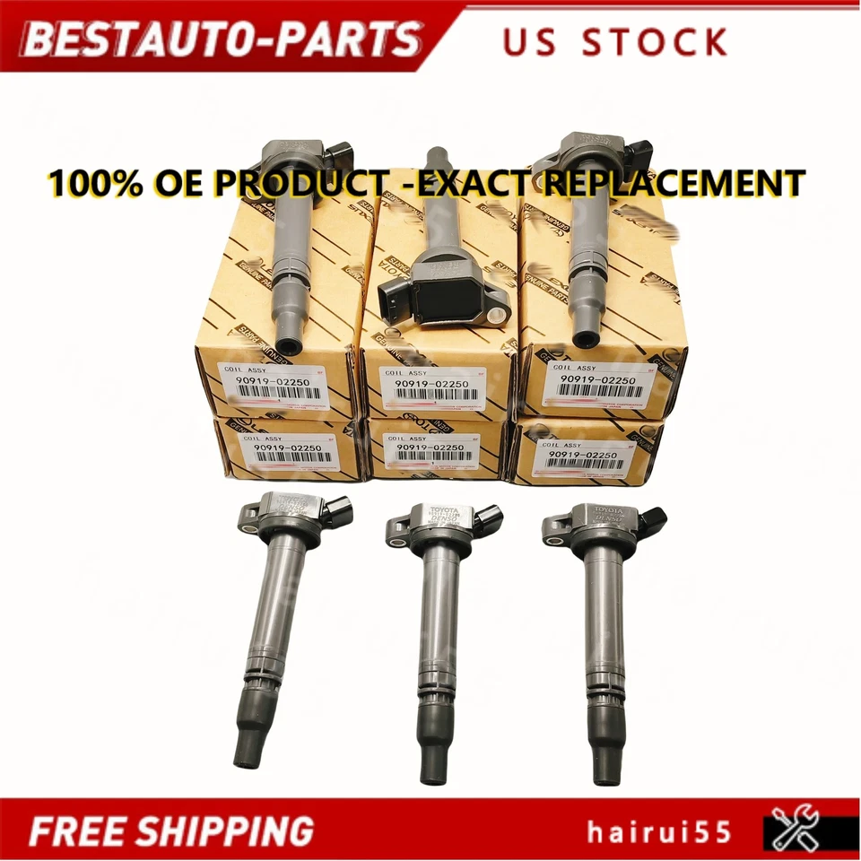 6X New OEM Ignition Coils Denso for Toyota 2007-16 Camry 3.5L IS350 90919-02250 - Imagem 2 de 4