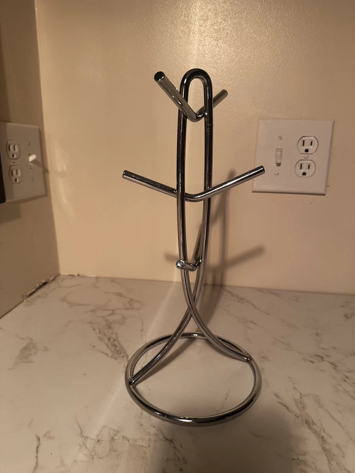 Винтажный сверхпрочный хромированный настольный держатель для шести кружек высотой 14 дюймов 1990-е 2 фунта - Изображение 2 из 4