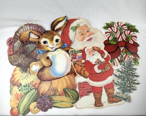 Vintage Eureka Christmas Die Cut Decorations Holiday Lot Easter Thanksgiving