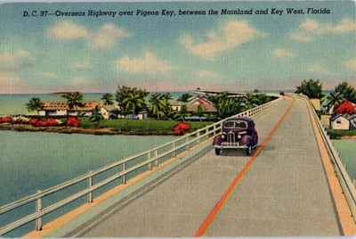 Vintage Postcard 1959 Highway over Pigeon Key, between Mainland & Key West, Fla.