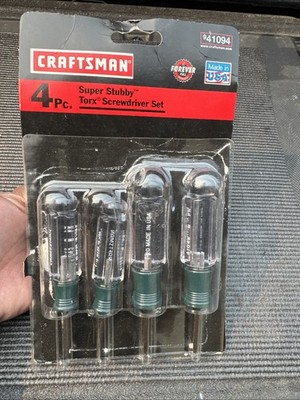 Sears Craftsman USA Nos Rare 4PC Super Stubby Torx Set 41094 Pratt Read Green Hd