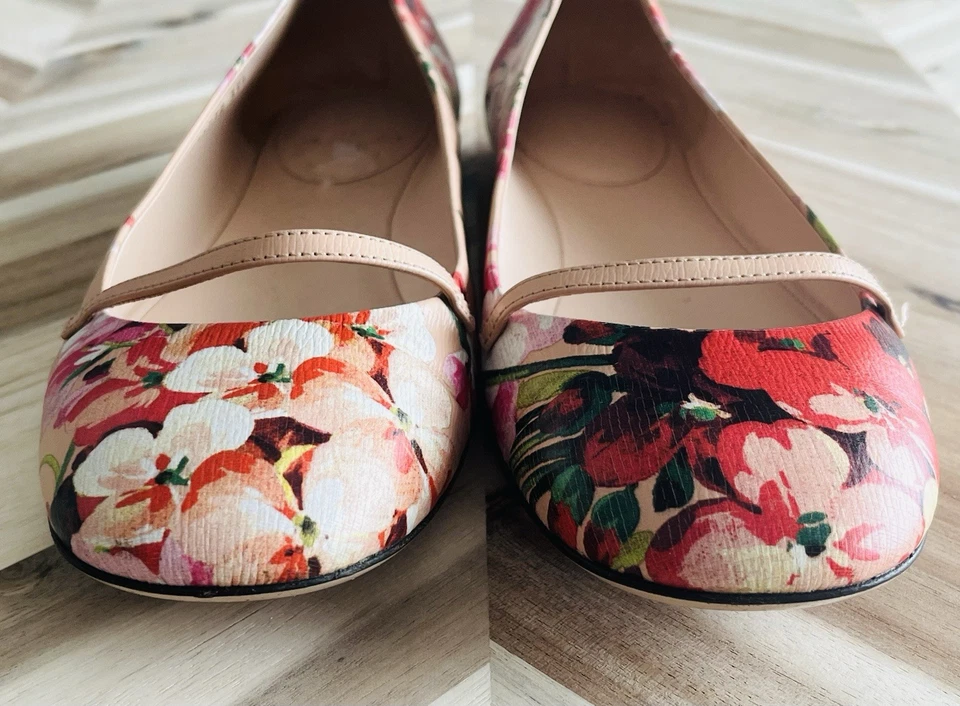 GUCCI Shangai Piel de becerro Estampado Flores Ballet Pisos Multicolor Rosa Albaricoque Talla 39.5 Foto 3 de 4