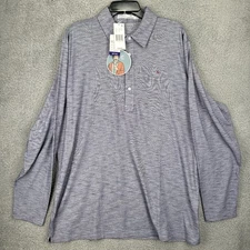 Criquet Knit Polo Shirt Mens XXL L/S Sapp Blue BRRR Cooling Performance