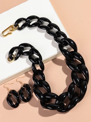 Acrylic Link Chain Necklace Chunky Statement 50cm Party Collar Women Jewelry