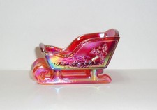 Mosser Glass Red Carnival Mini Christmas Sleigh for Reindeer Made In USA