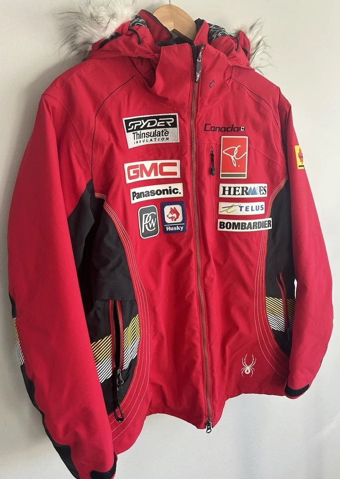 Chaqueta de nieve SPYDER Thinsulate Canadá equipo de esquí alpino carreras XL patrocinador de Hermes Foto 2 de 4