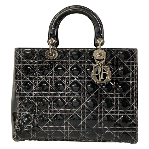 Christian Dior DIOR/ChristianDior Lady Dior Large Bag Handbag Black Leather