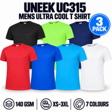 3 PACK UNEEK Mens Ultra Cool T-Shirt Sports Gym Running Leisure Breathable Tee